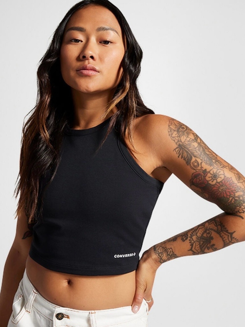 Converse Women’s Black Cropped High-Neck Tank